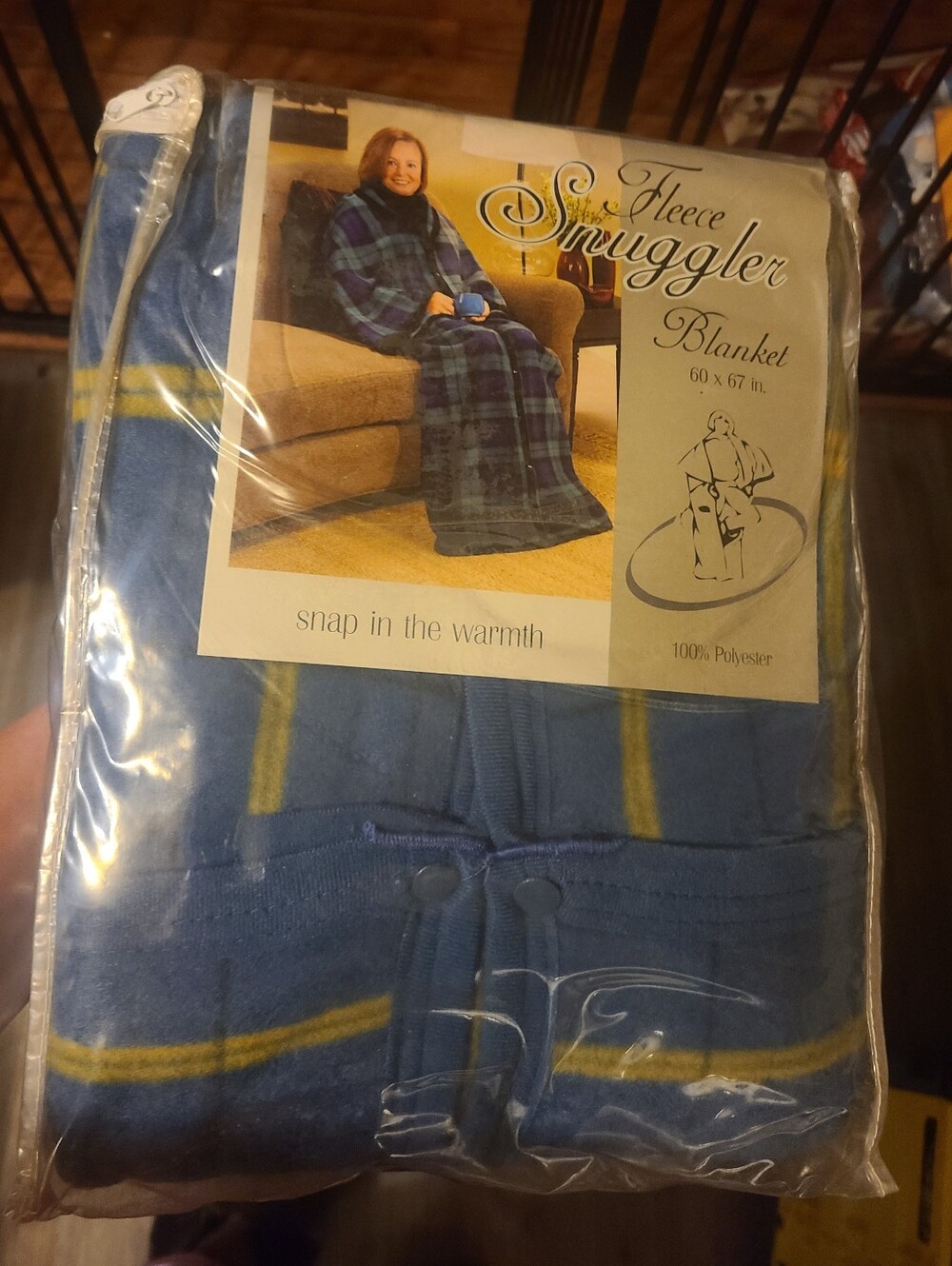 Fleece Snuggler Blanket - Blue Plaid